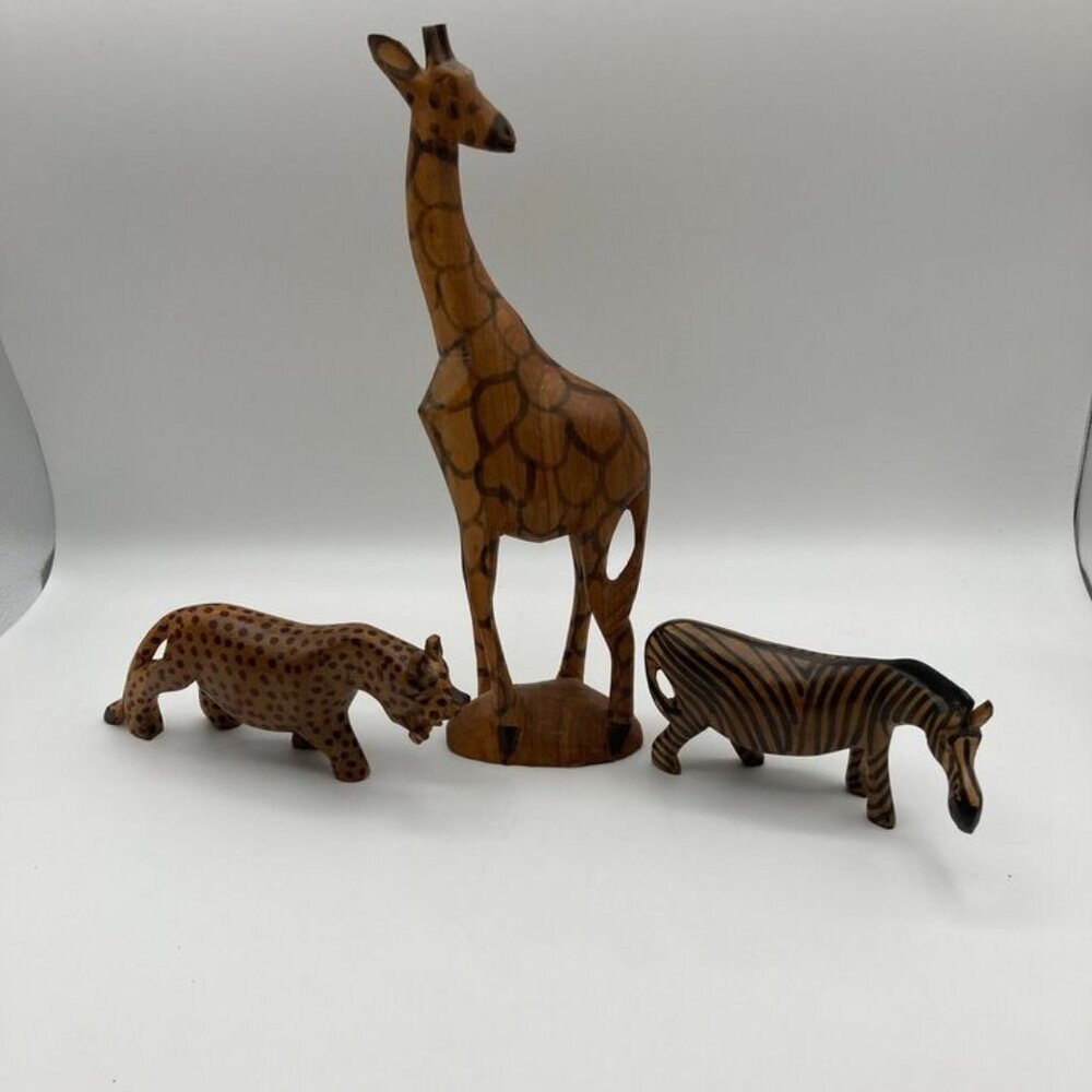 Unique Rare Hand Carved Wood Animal Figures - Picture 1 of 5